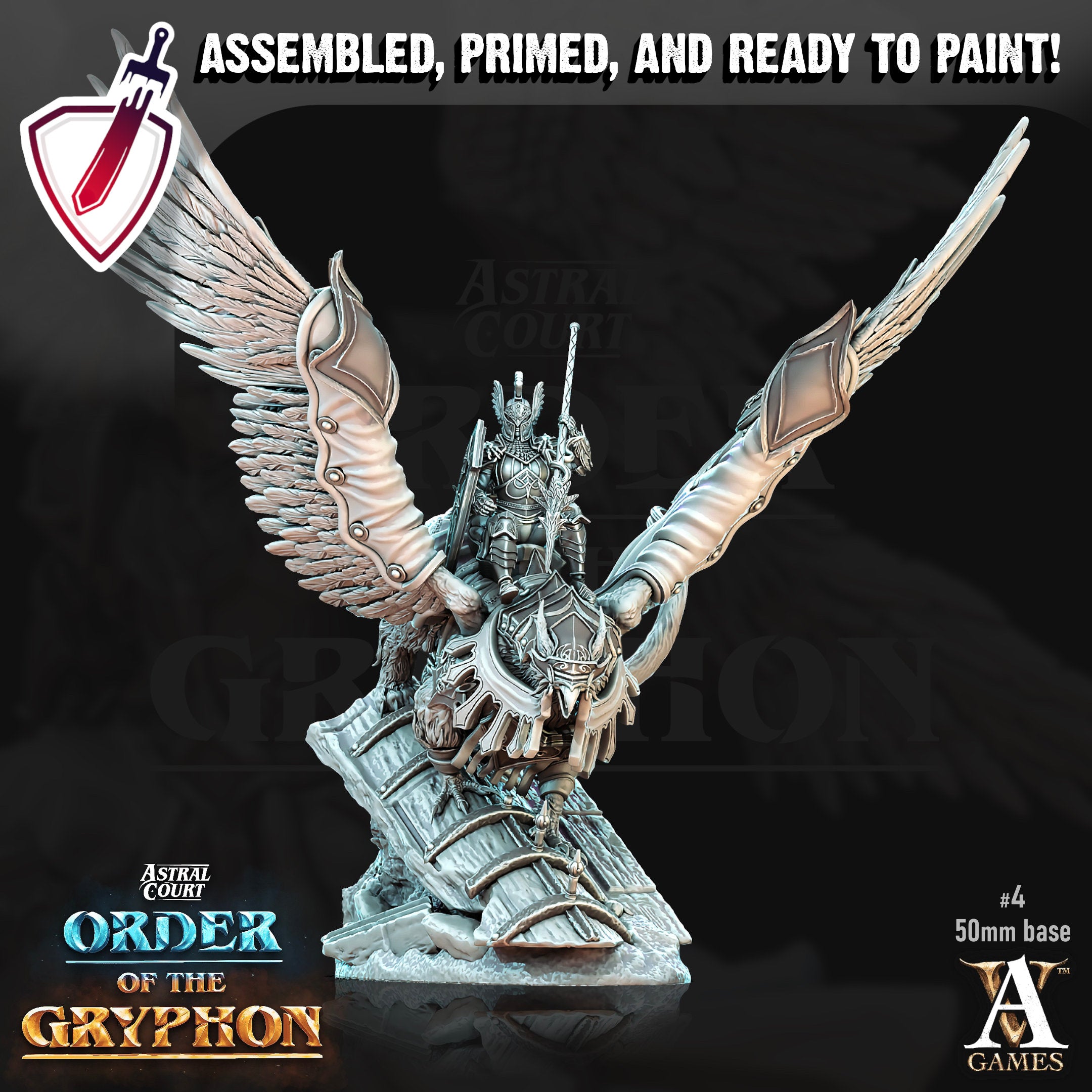 Astral Gryphon Riders | Miniatures by Archvillain Games | Resin Mini for Tabletop Gaming, D&D, Pathfinder, Painting | Assembled and Primed - Brush and Battle