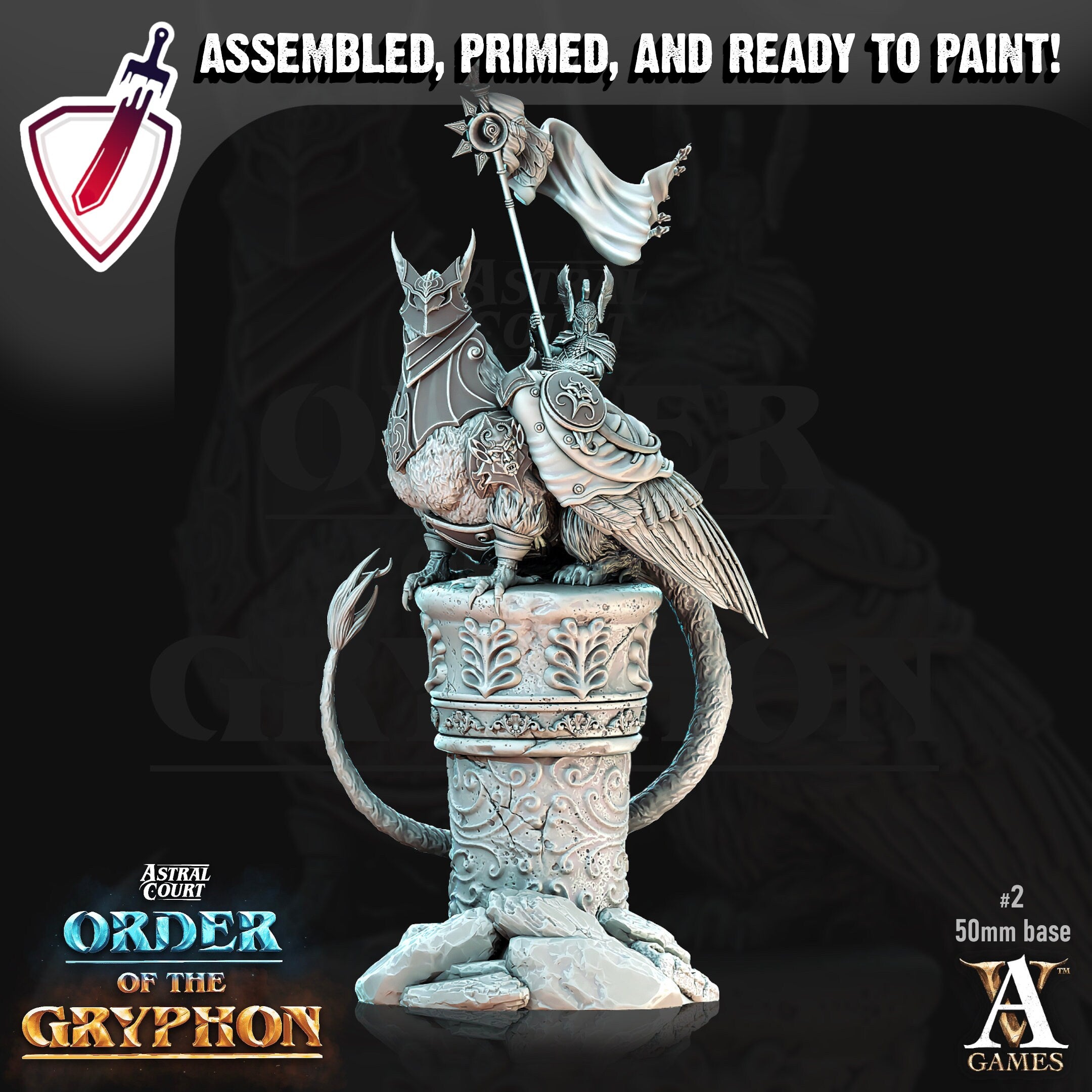 Astral Gryphon Riders | Miniatures by Archvillain Games | Resin Mini for Tabletop Gaming, D&D, Pathfinder, Painting | Assembled and Primed - Brush and Battle