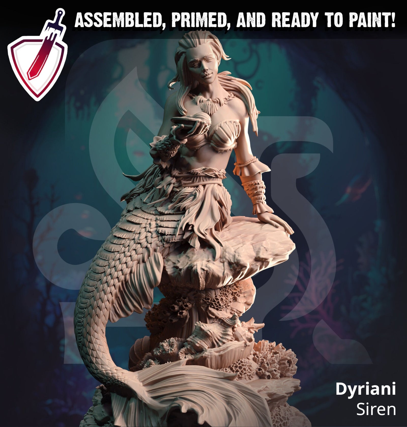 Dyriani – Sirens of the Deep | Miniature by DM Stash | Great for Tabletop Gaming, D&D, Pathfinder, and Painting | Assembled and Primed - Brush and Battle