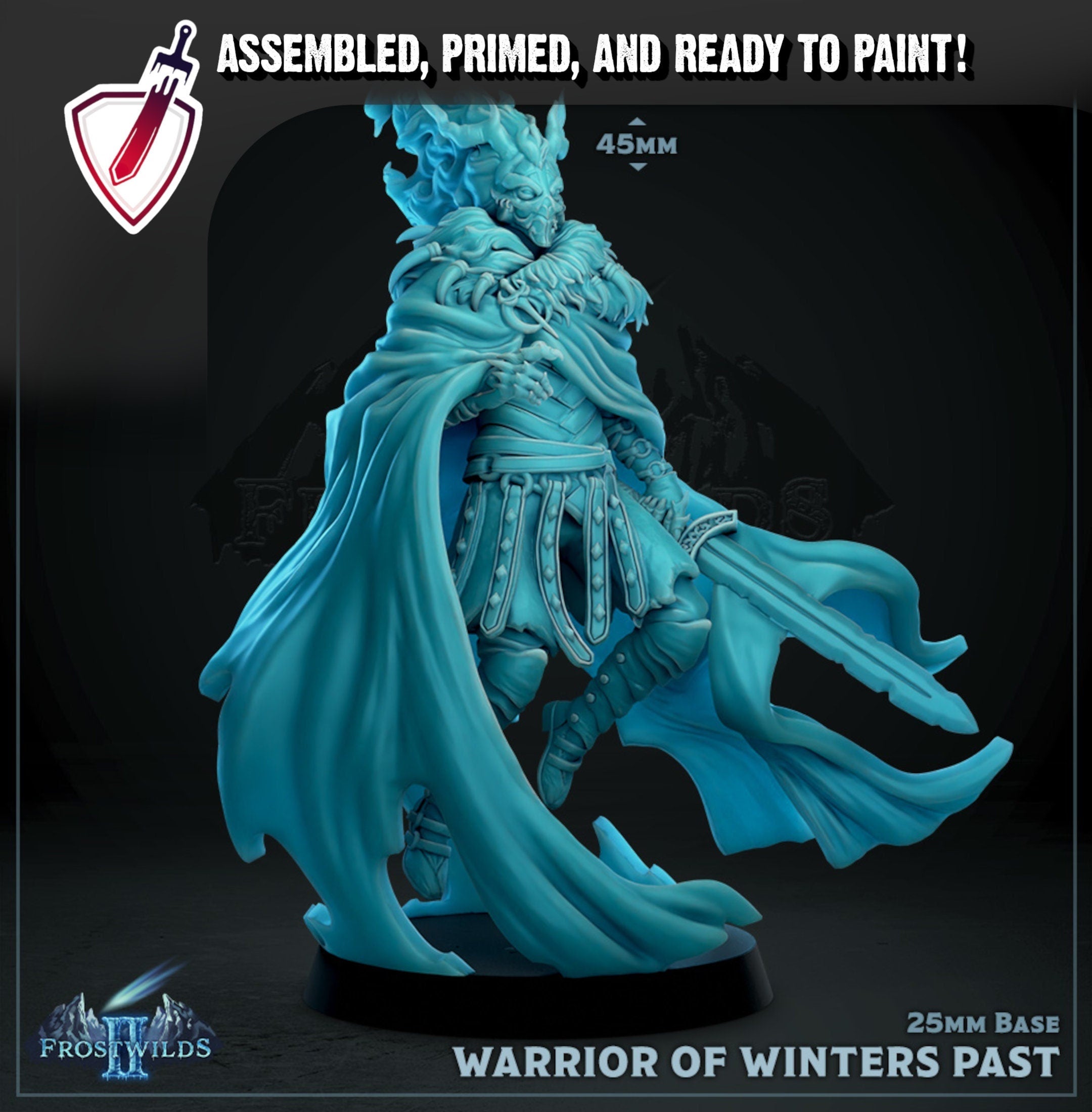 Warrior of Winters Past | Miniature by Mammoth Factory | Resin Mini For Tabletop Gaming, D&D, Pathfinder, Painting | Assembled and Primed