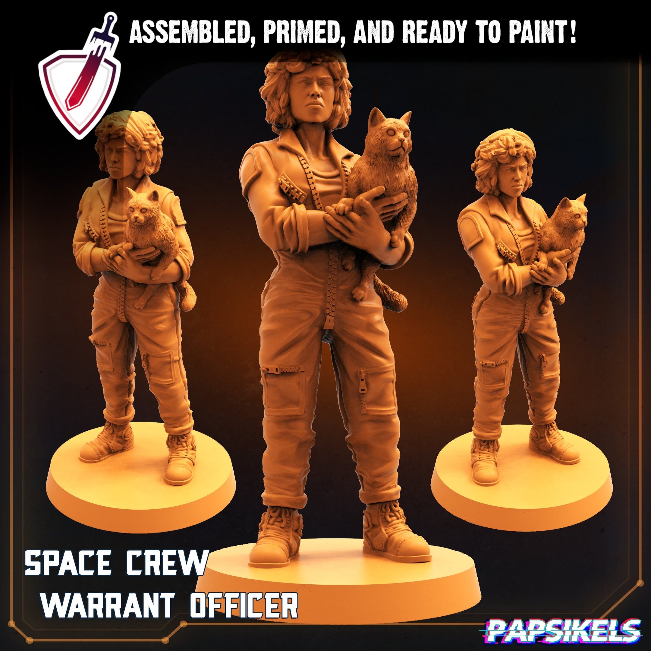 Space Crew Warrant Officer | Miniature by Papsikels | Resin Mini For Tabletop RPGs, Wargaming, and Painting | Assembled and Primed - Brush and Battle