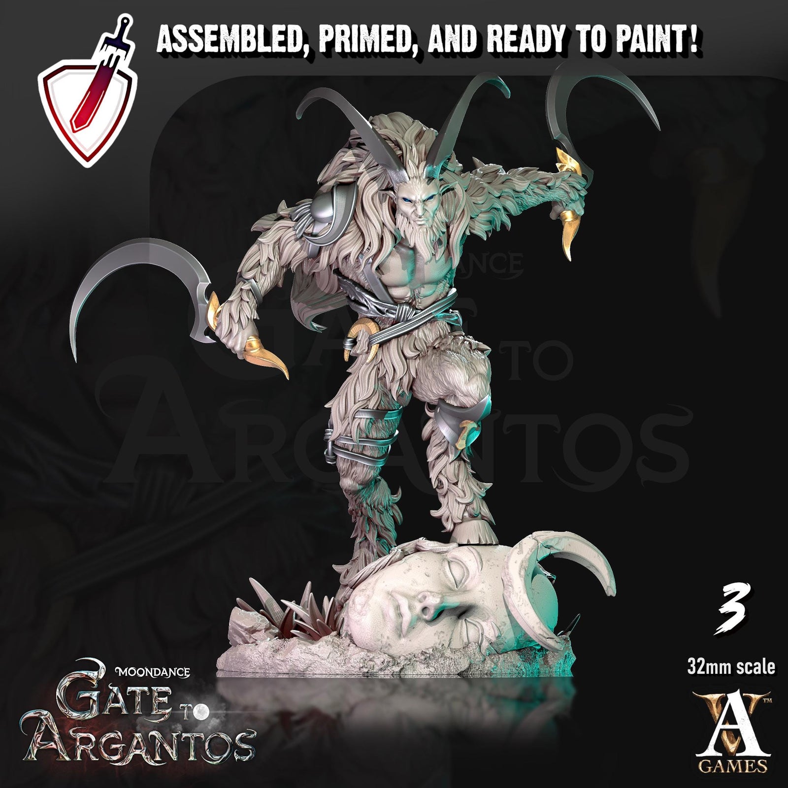 Celadren’s Hunters | Archvillain Games | Satyr | Miniature | RESIN | Tabletop | RPG | Gaming | D&D | Pathfinder | Fully Assembled and Primed