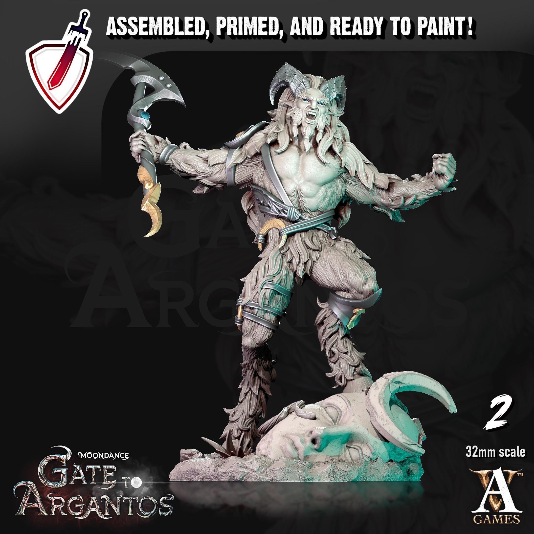 Celadren’s Hunters | Archvillain Games | Satyr | Miniature | RESIN | Tabletop | RPG | Gaming | D&D | Pathfinder | Fully Assembled and Primed